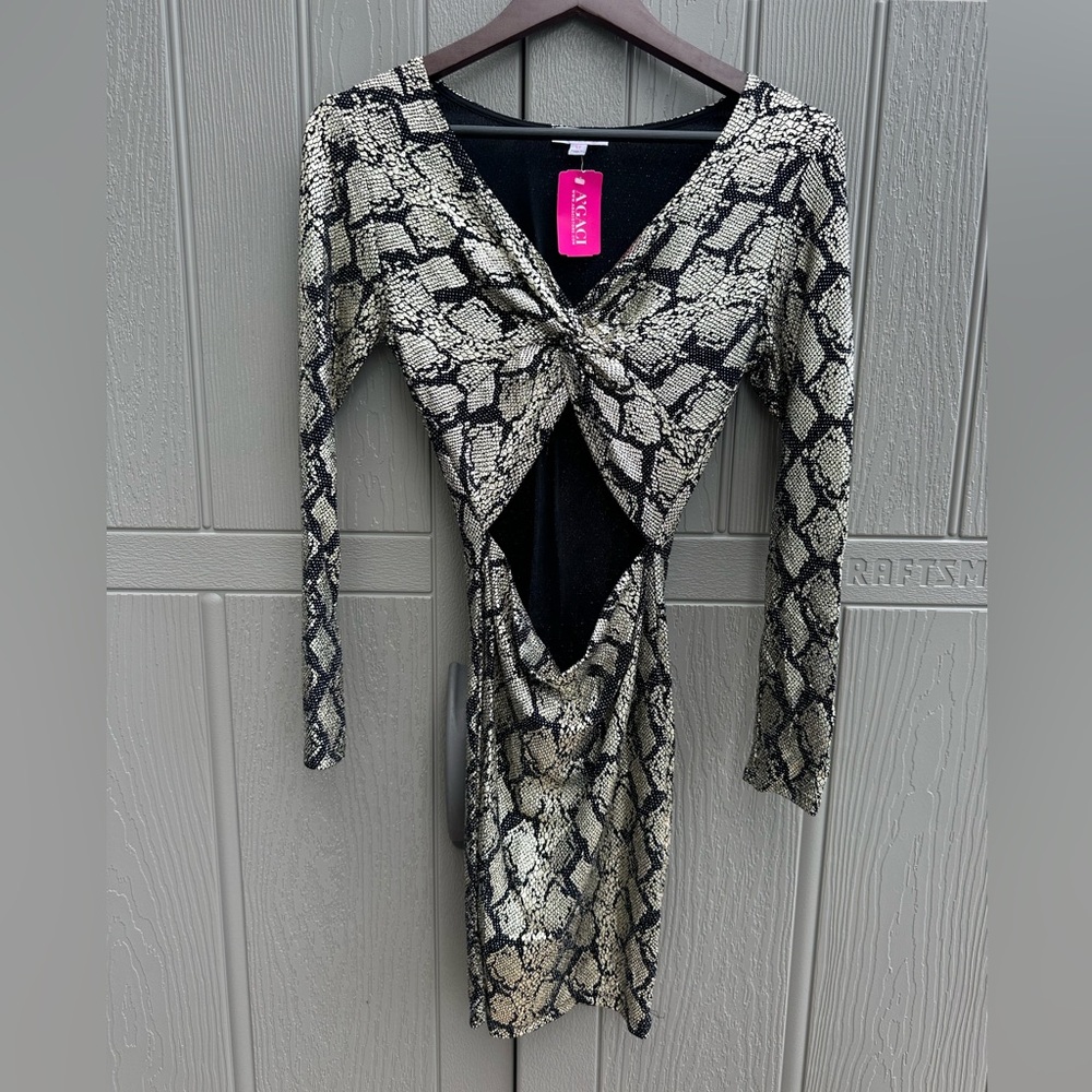 NWT Agaci Snakeskin Cutout Dress Size Medium